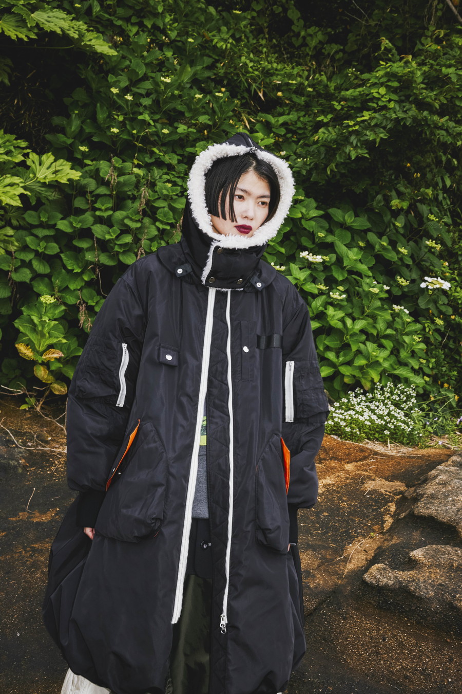 ジャケット・アウター OMMO NO SLEEVE MIDDLE MA-1 BLACK OMMO NO SLEEVE MIDDLE MA-1 BLACK