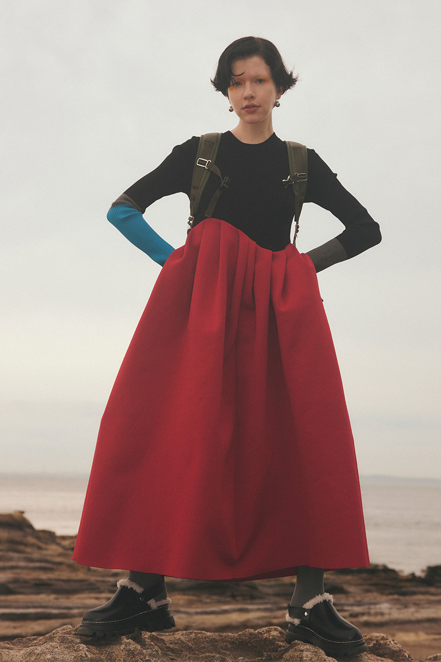 TUCK FLARE KNIT OP