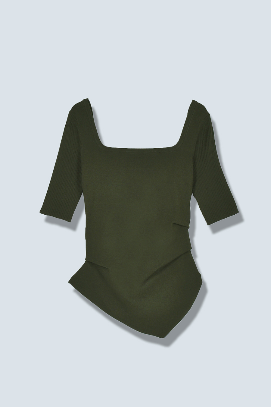 ASYMME TUCK HALF SLEEVE TOP