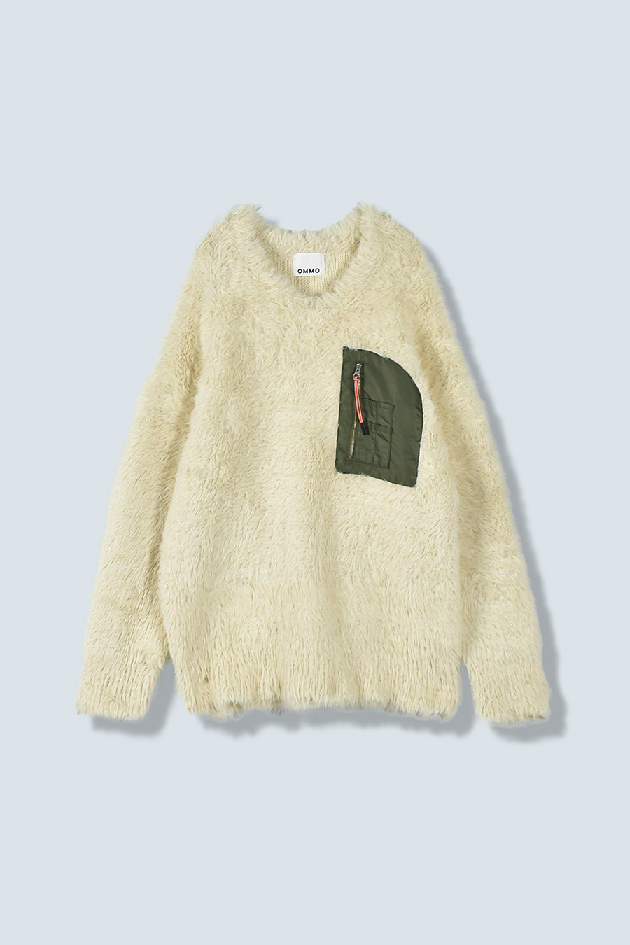 V NECK SHAGGY KNIT TOP