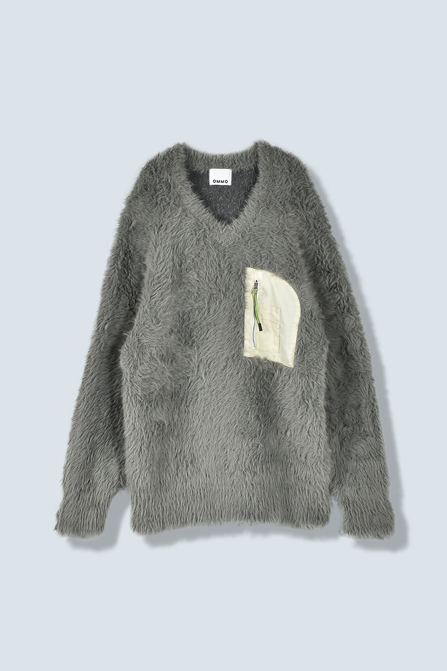 V NECK SHAGGY KNIT TOP