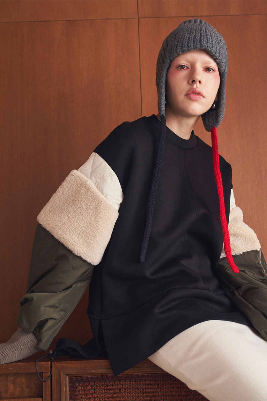 【OMMO】TENT LINE BLOCKING KNIT OP OMMO】TENT LINE BLOCKING KNIT OP OMMO ONLINE STORE / ALL