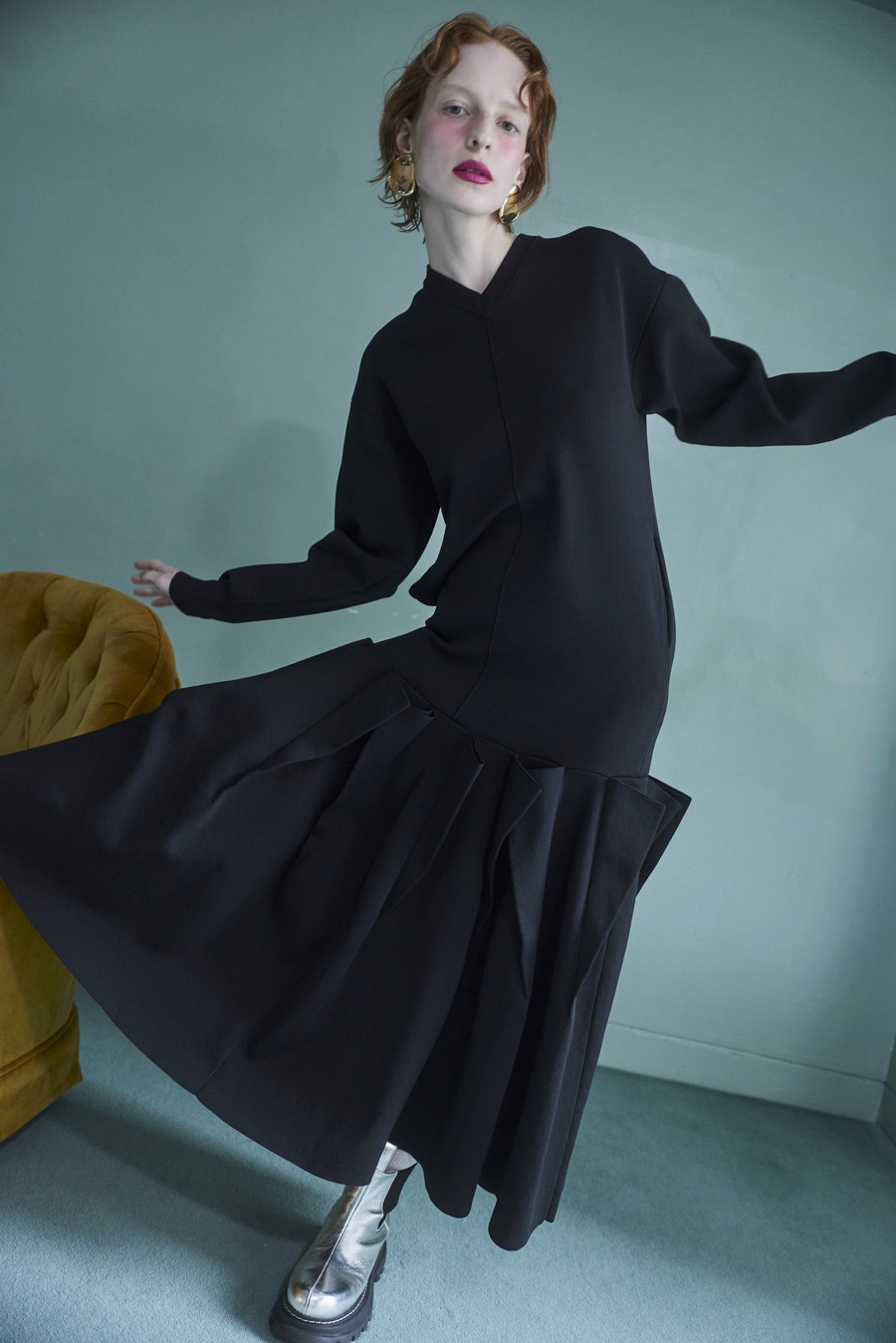 TRIANGLE TUCK KNIT OP