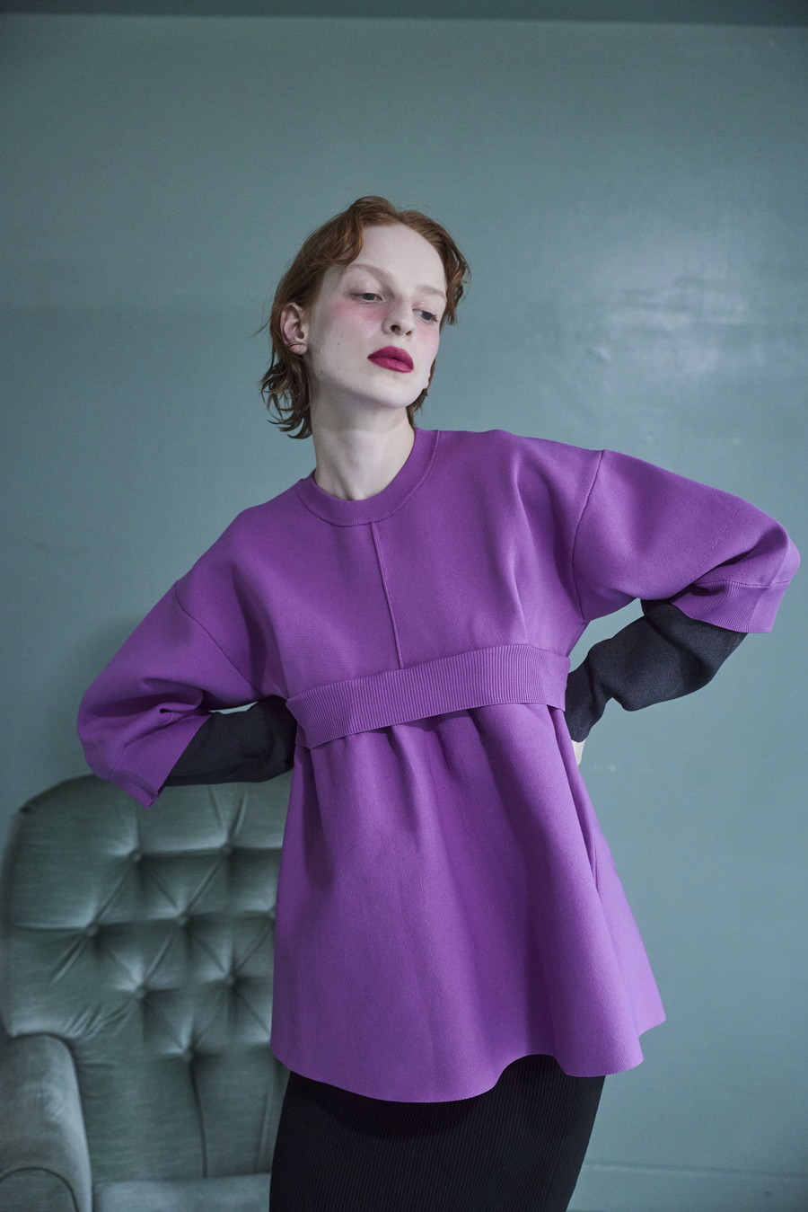 LAYERED FLARE KNIT TOP