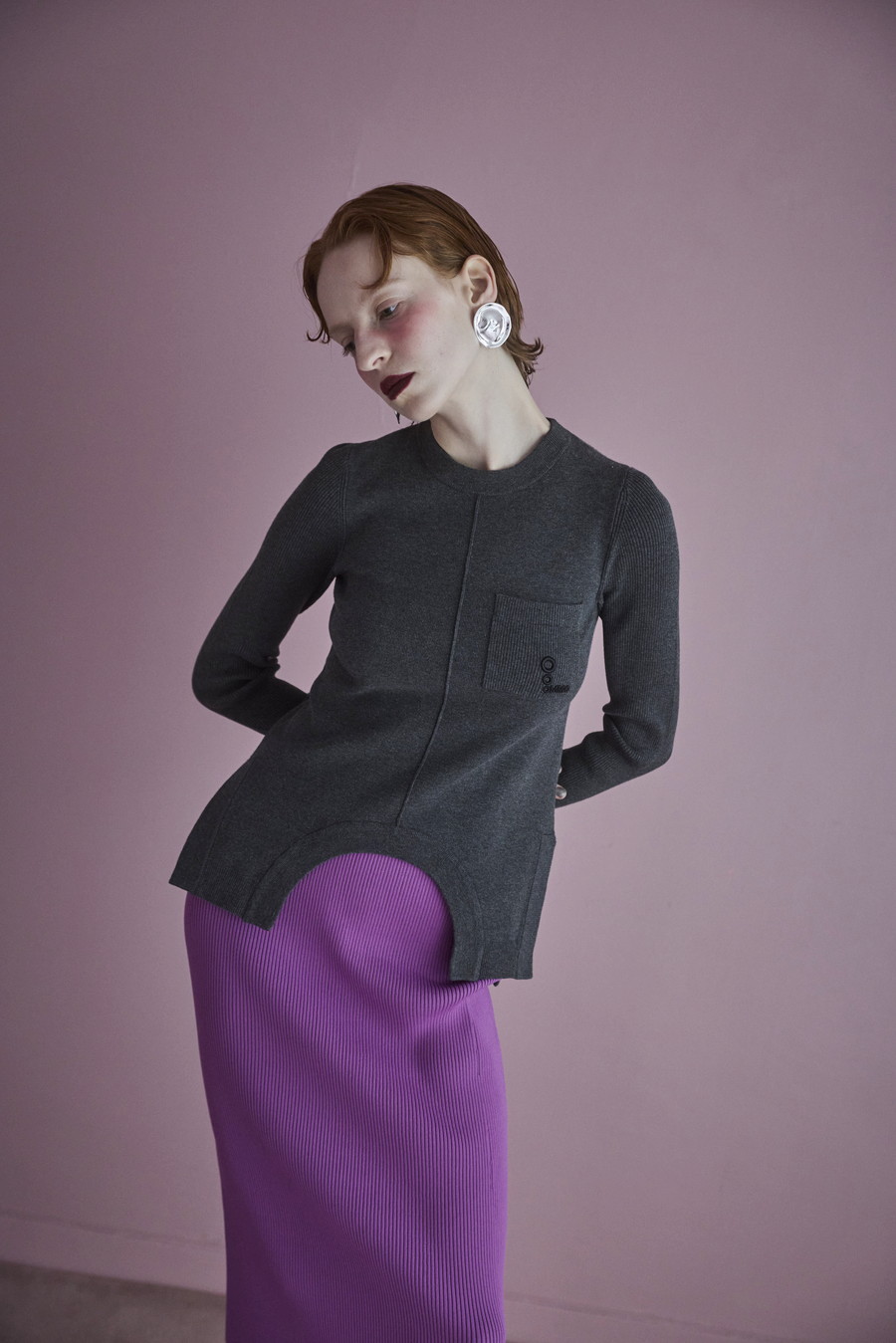 CRCLE CUT CREW NECK KT TOP