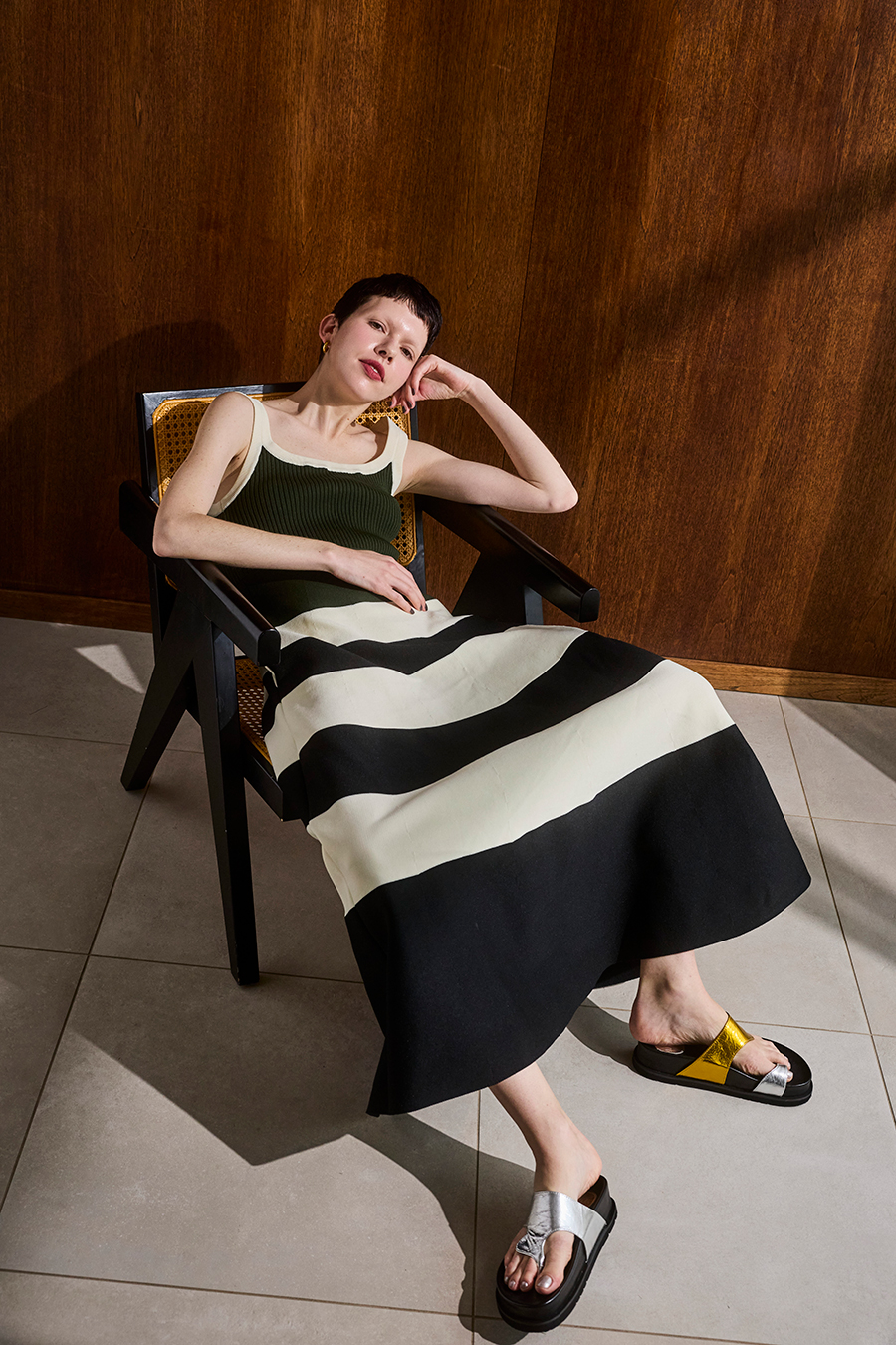 BODER KNIT SQUARE TANK OP