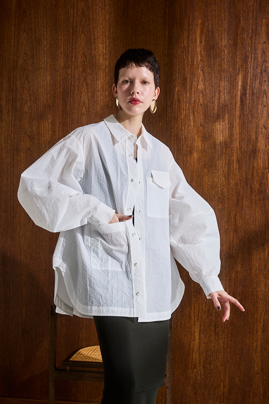 SQUARE SLEEVE AIRY SHIRT