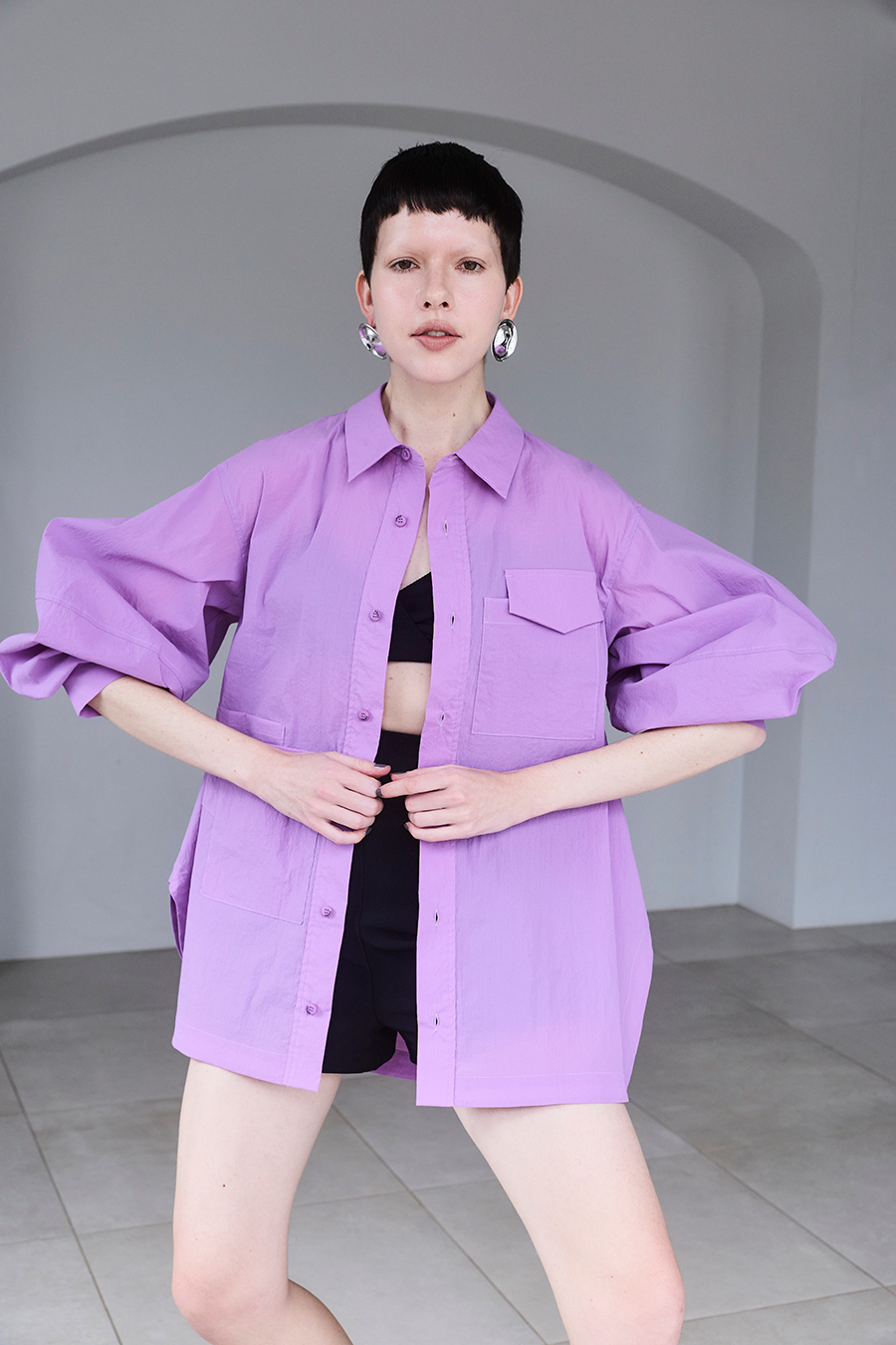 SQUARE SLEEVE AIRY SHIRT