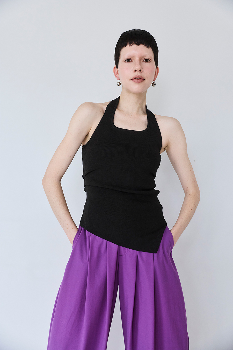 HALTER NECK TUCK KT TOP