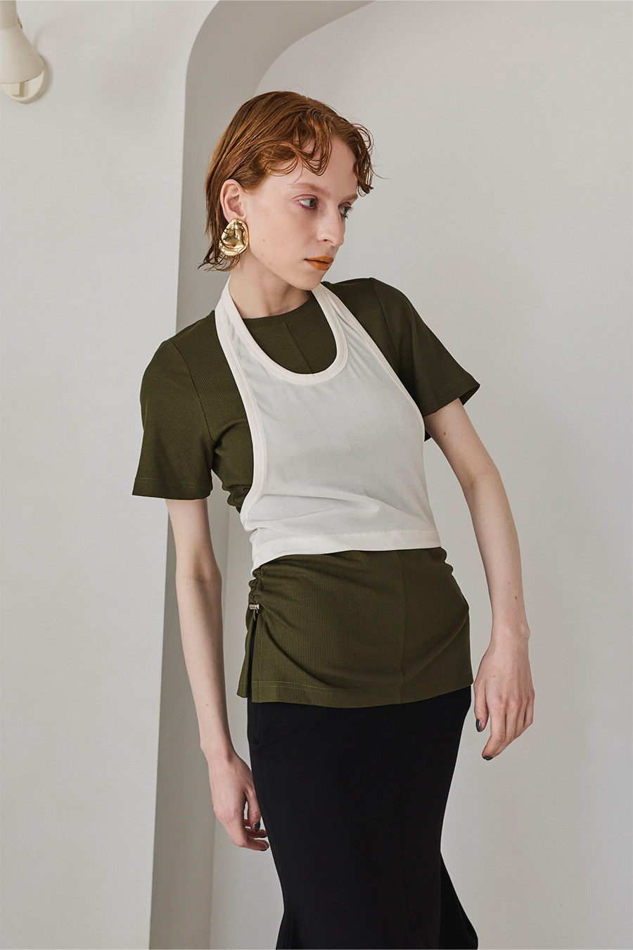 SHEER HALTER LAYERED T-SH