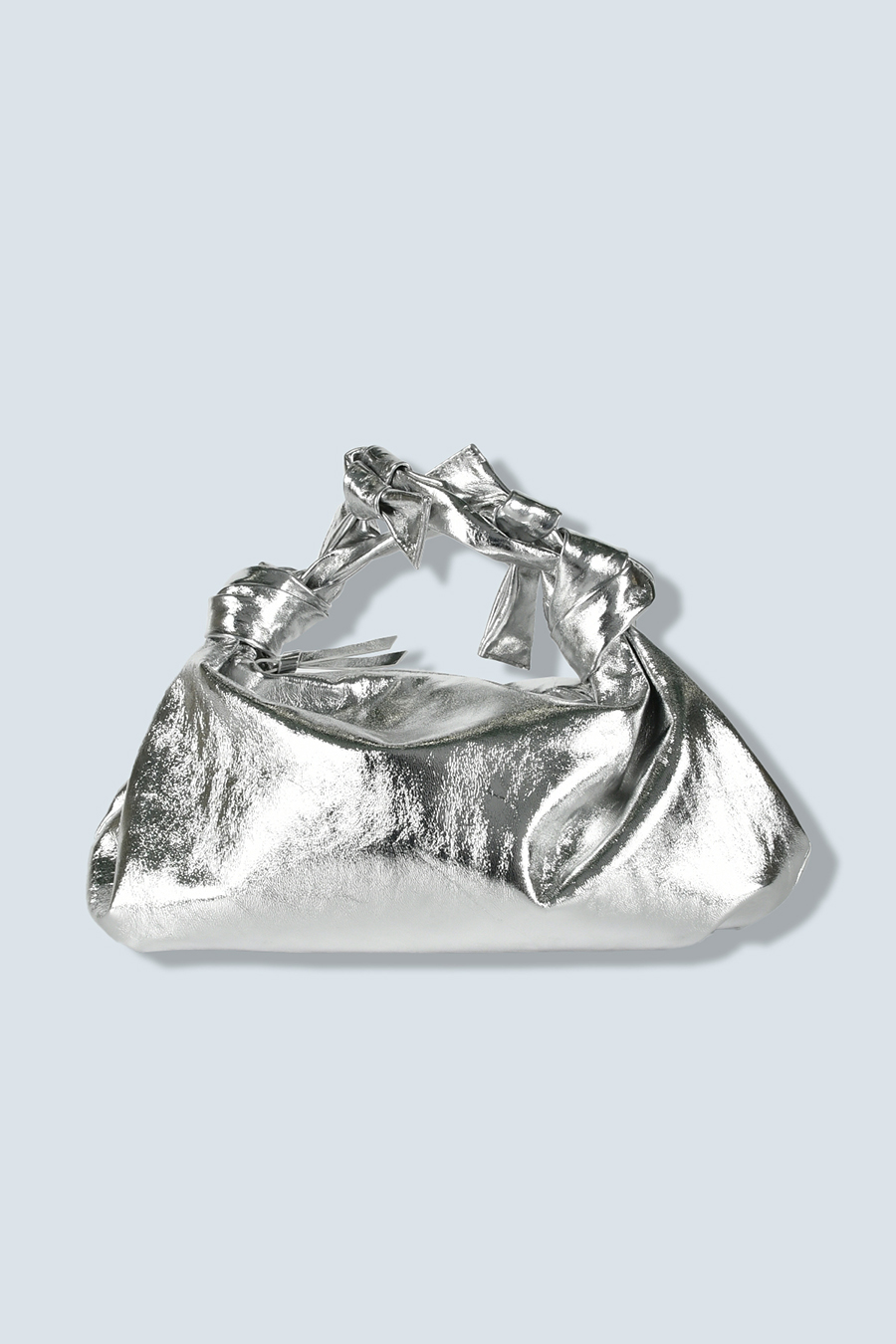 METALLIC KNOT LEATHER BAG