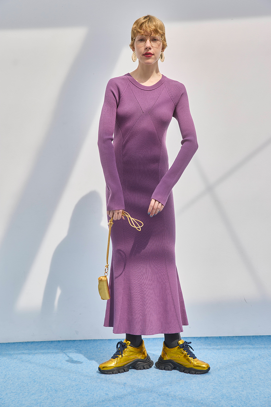 CURVE RIB KNIT OP