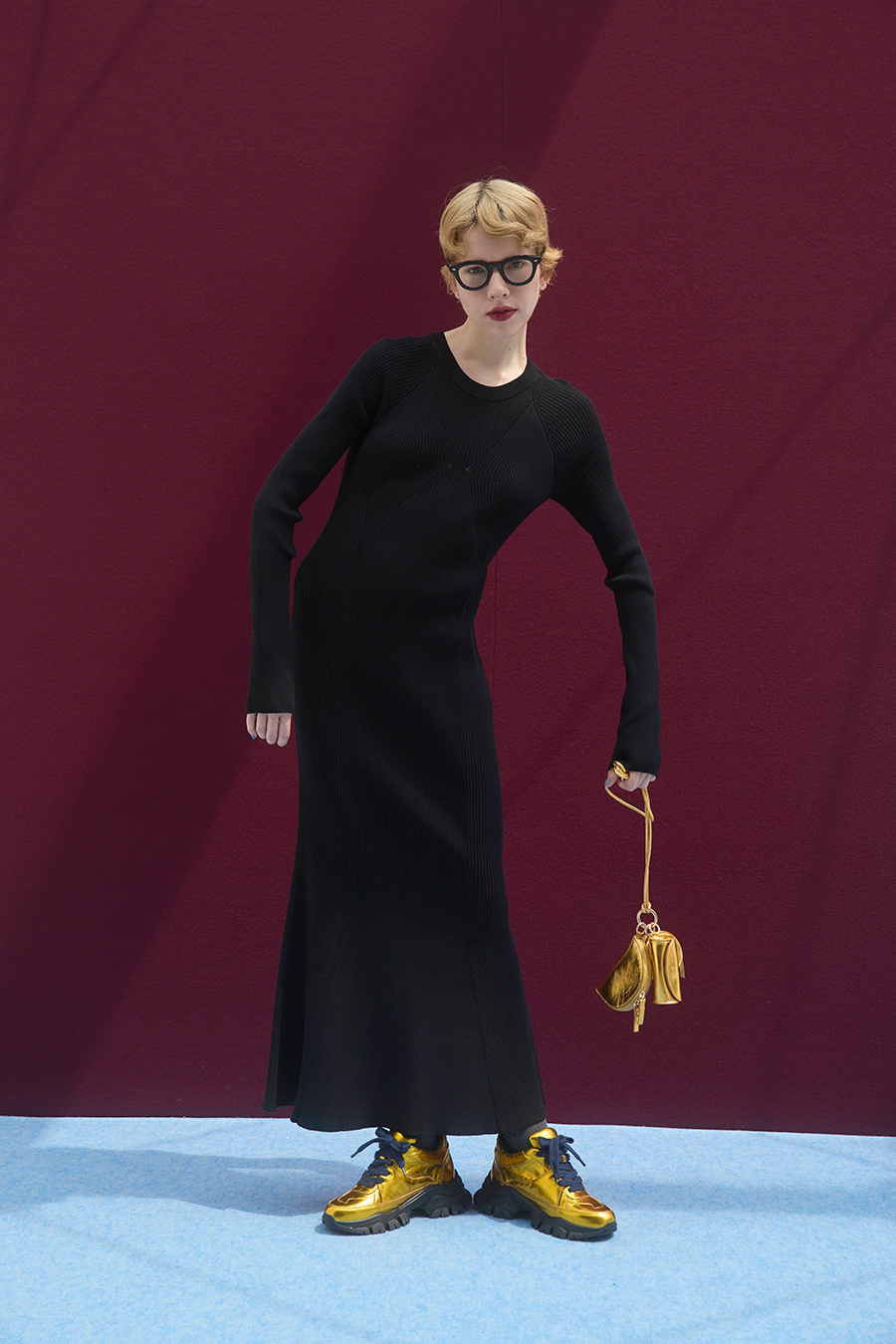 CURVE RIB KNIT OP