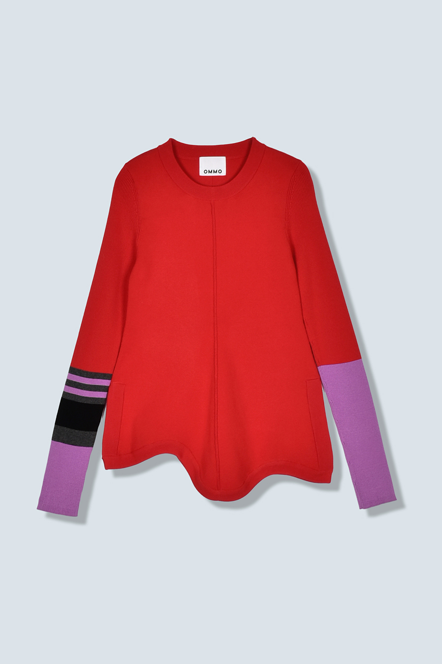 ROUND HEM BLOCKING KNIT TOP