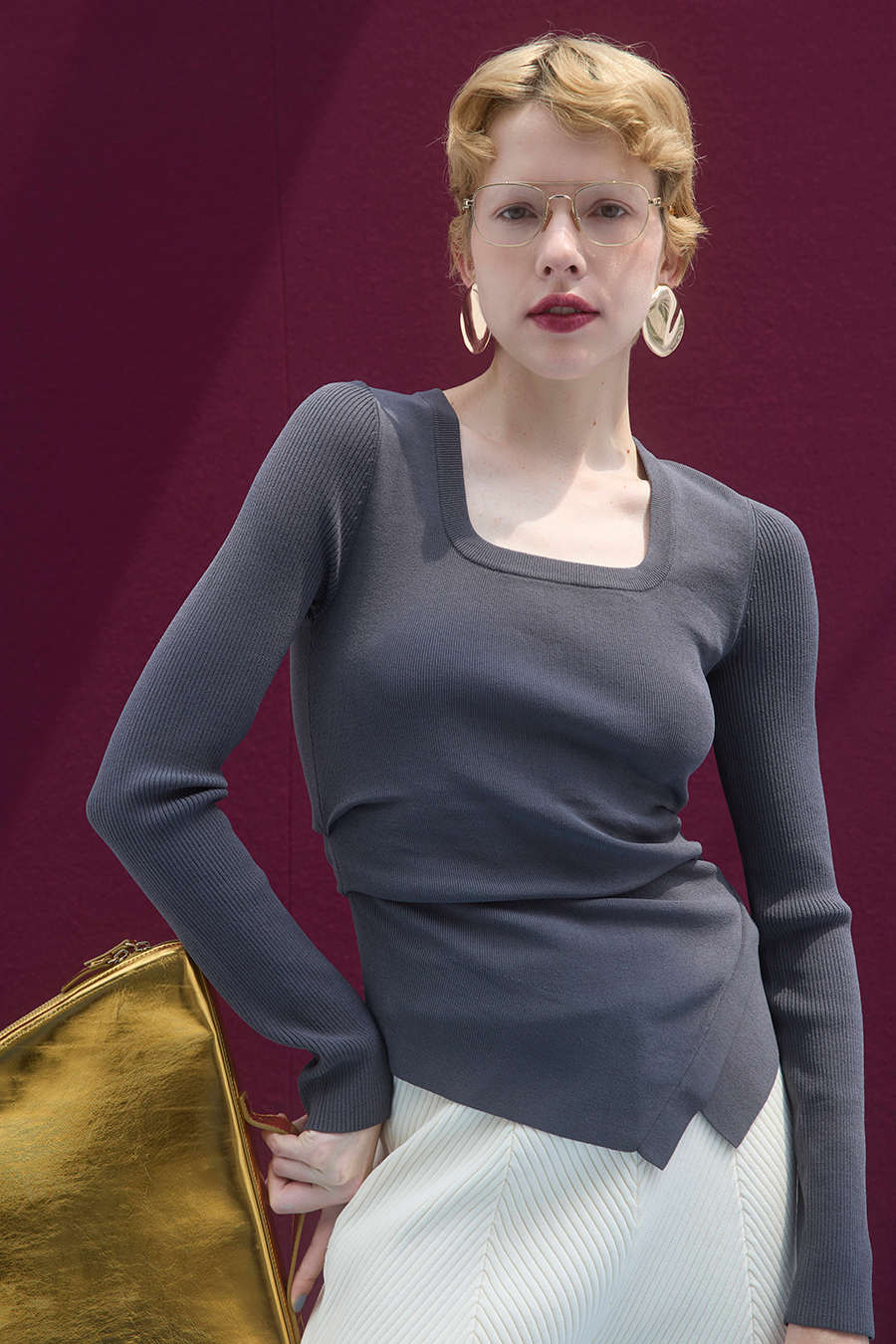 ASYMME TUCK L/S TOP