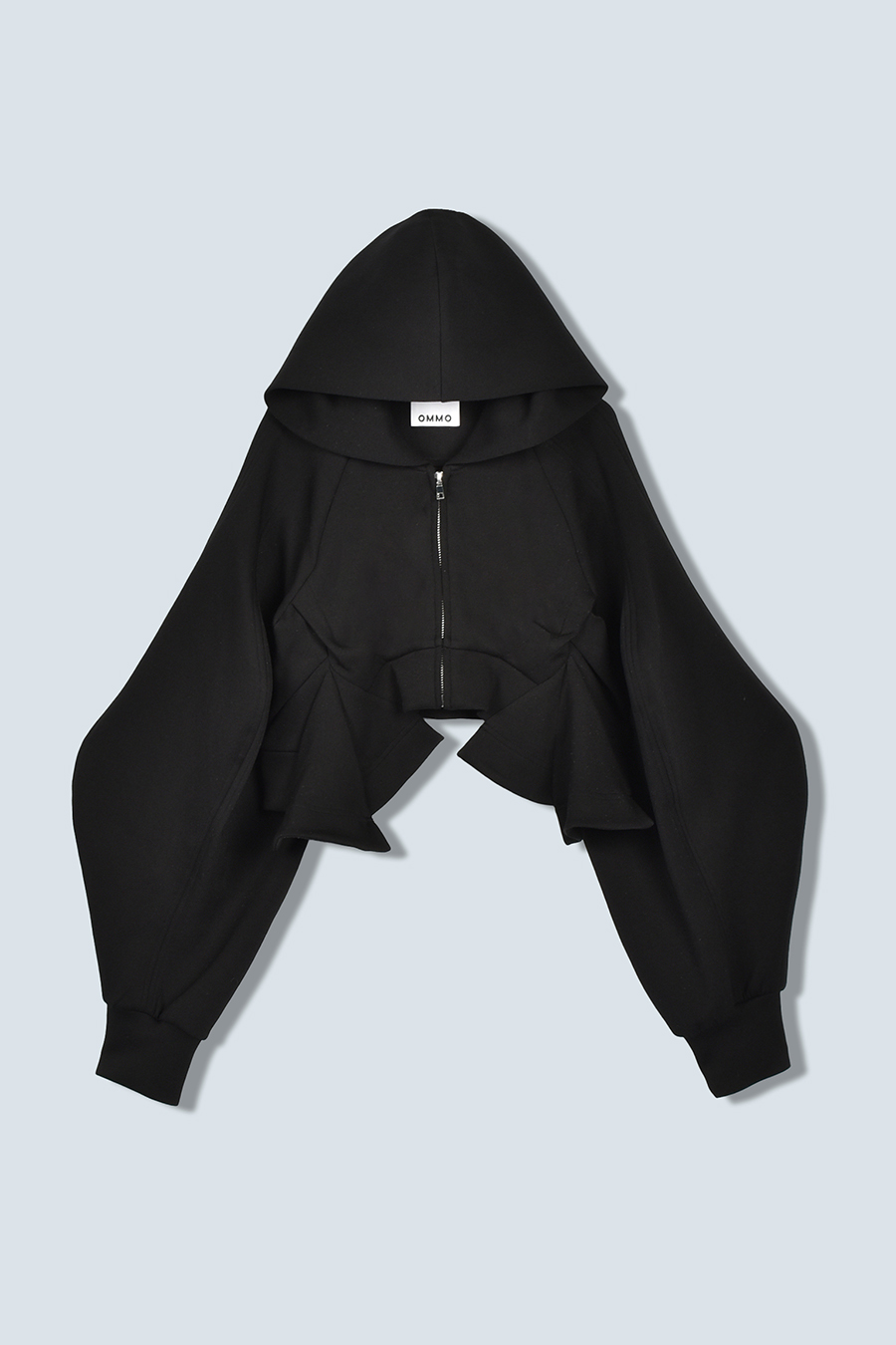 DOUBLE CURVE SLEEVE SHORT HOODIE